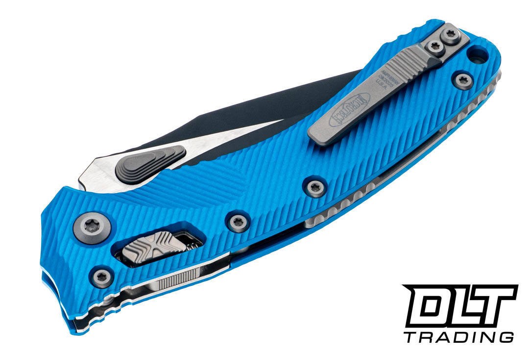 Microtech 137RL-1FLBL Amphibian Ram-Lok S/E - Fluted Blue Handle