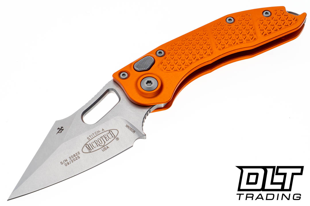 Microtech 169-10OR Stitch - A - Orange Handle - Stonewash Blade