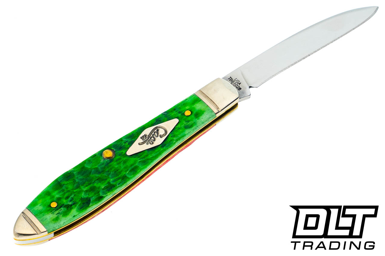 Case Teardrop Jack Magician's Knife - Red & Green Bone - DLT Trading