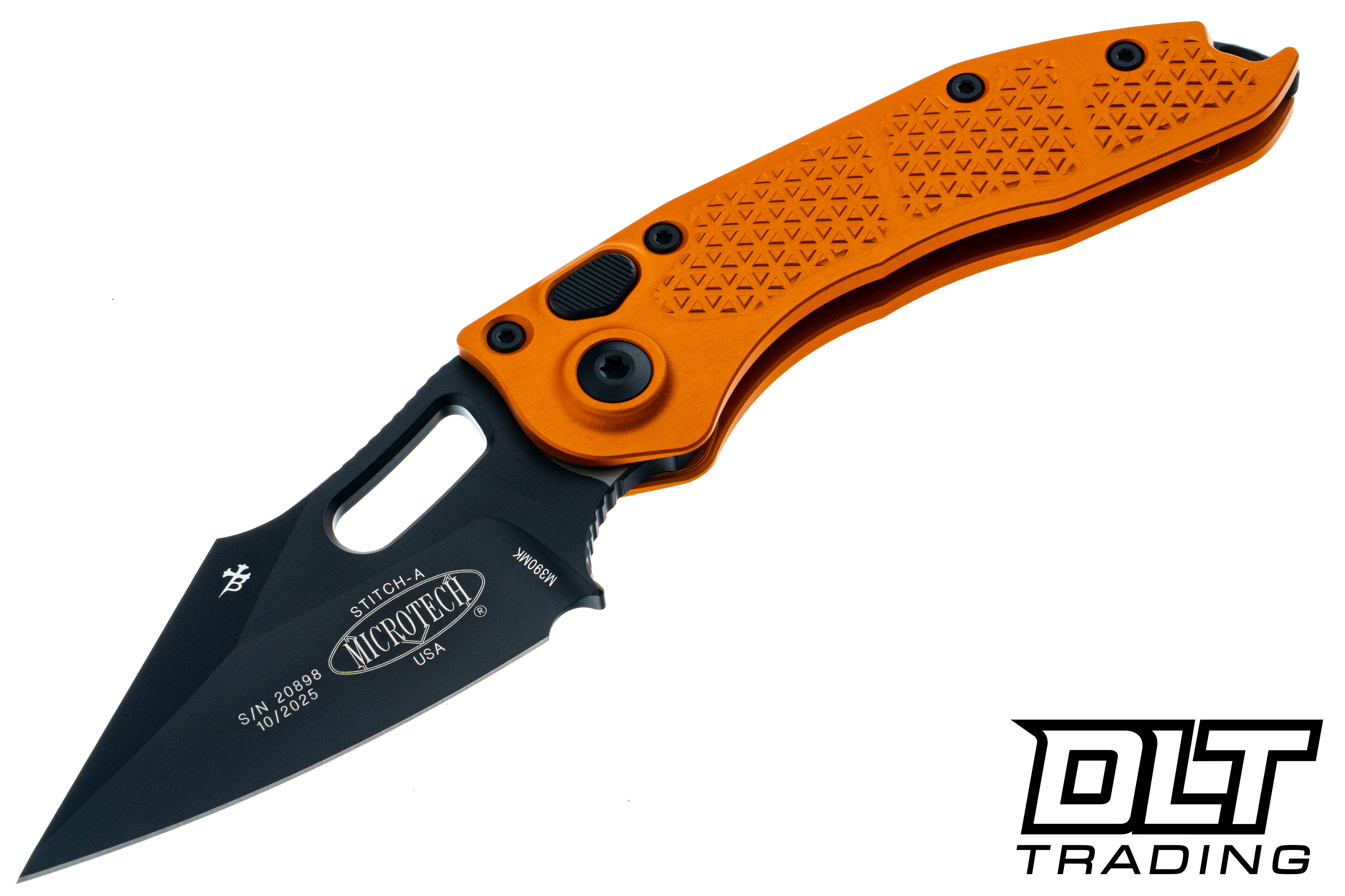Microtech 169-1OT Stitch S/E - Orange Tangerine Fluted Handle