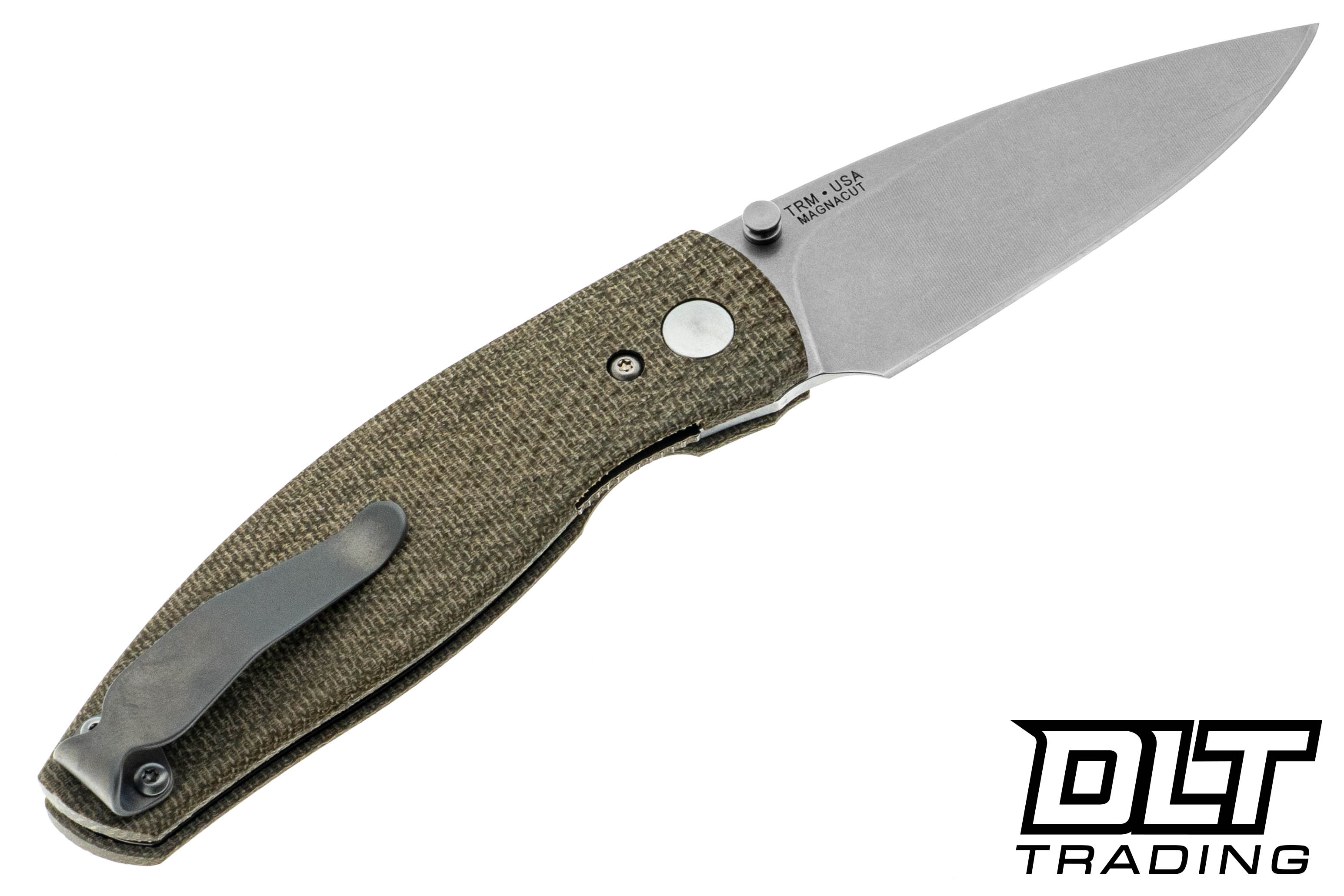 TRM Neutron 2 MagnaCut - 3D Lizard Skin OD Green Micarta