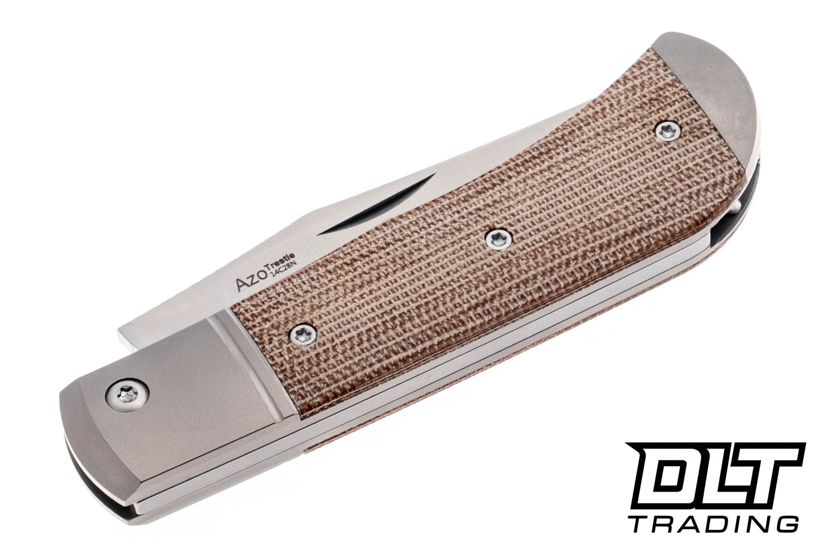 Kizer Trestle - Titanium & Natural Micarta - Satin 14C28N Blade