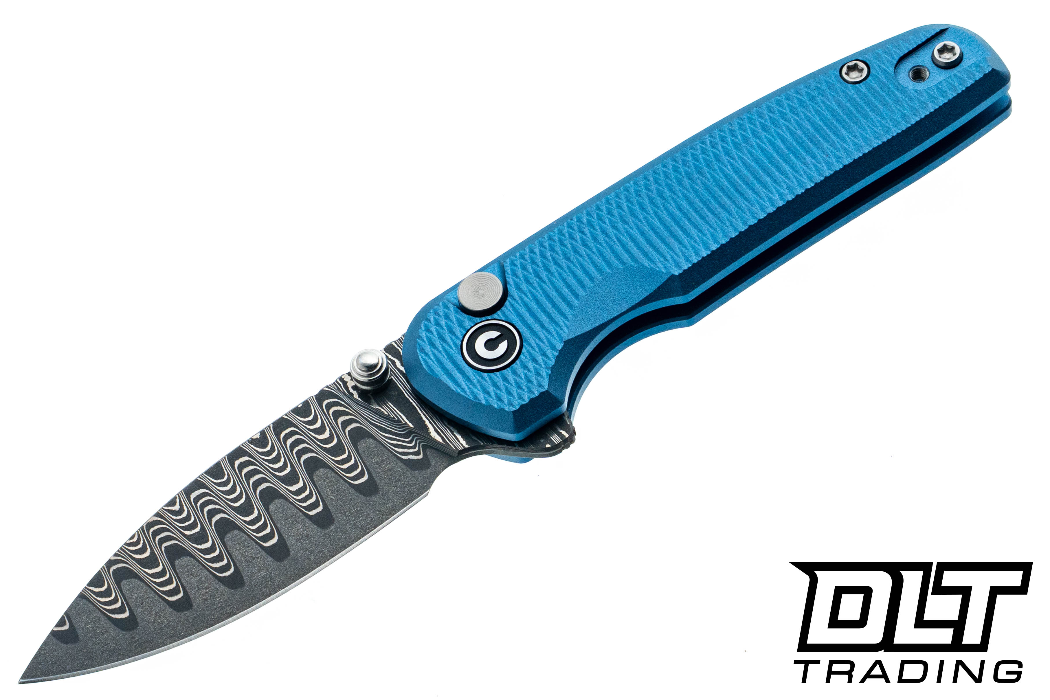 Civivi Mini Shakan C20052F-DS1 - Ripple Blue Aluminum - Damascus