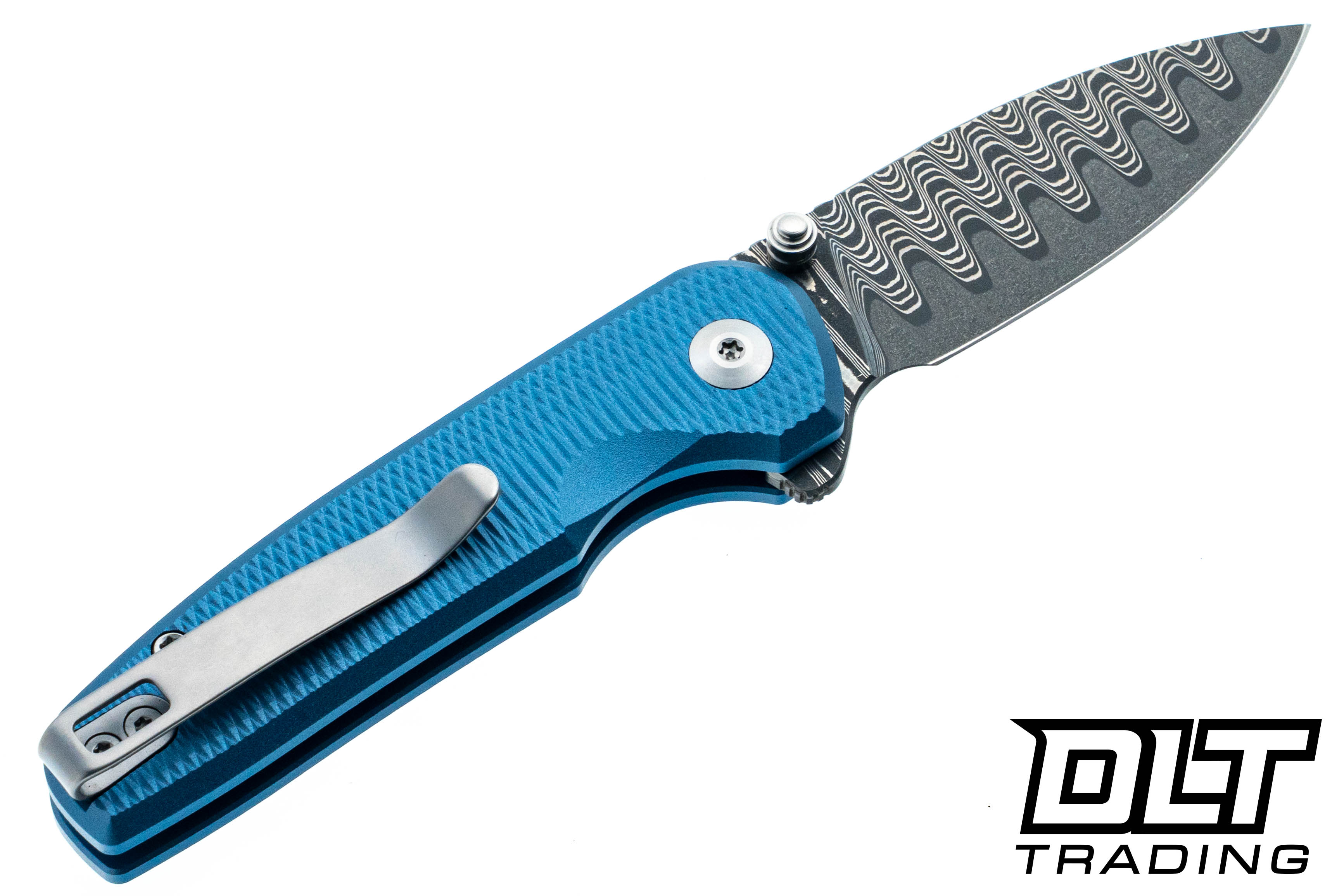 Civivi Mini Shakan C20052F-DS1 - Ripple Blue Aluminum - Damascus