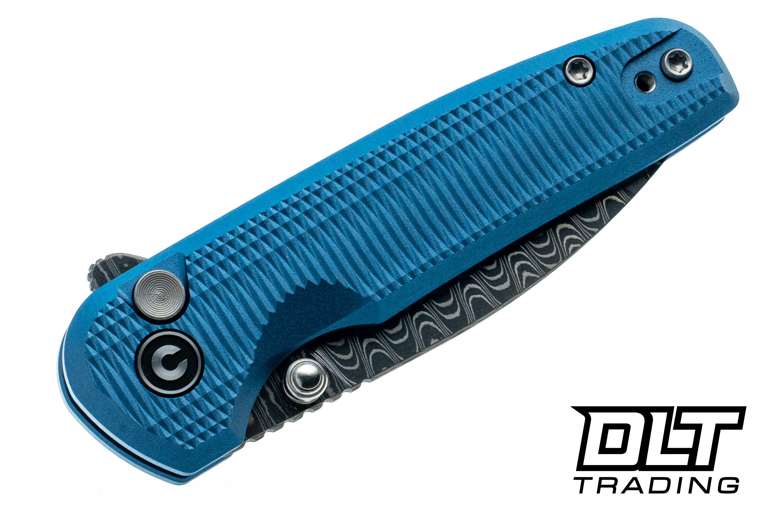 Civivi Mini Shakan C20052F-DS1 - Ripple Blue Aluminum - Damascus