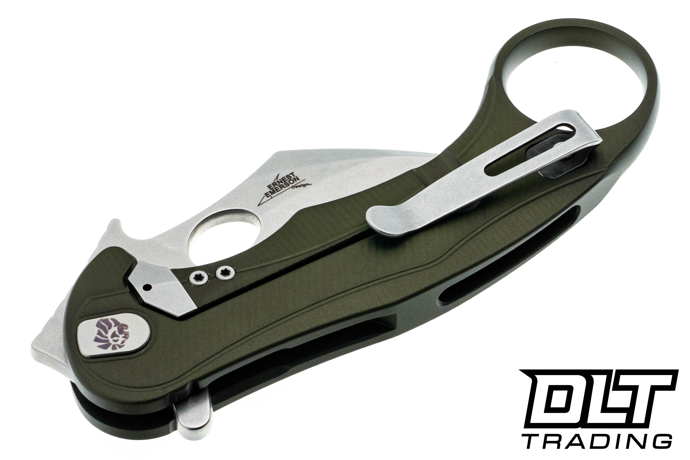 LionSteel L.E. One Mid - Green Aluminum - Stonewashed M390 Blade