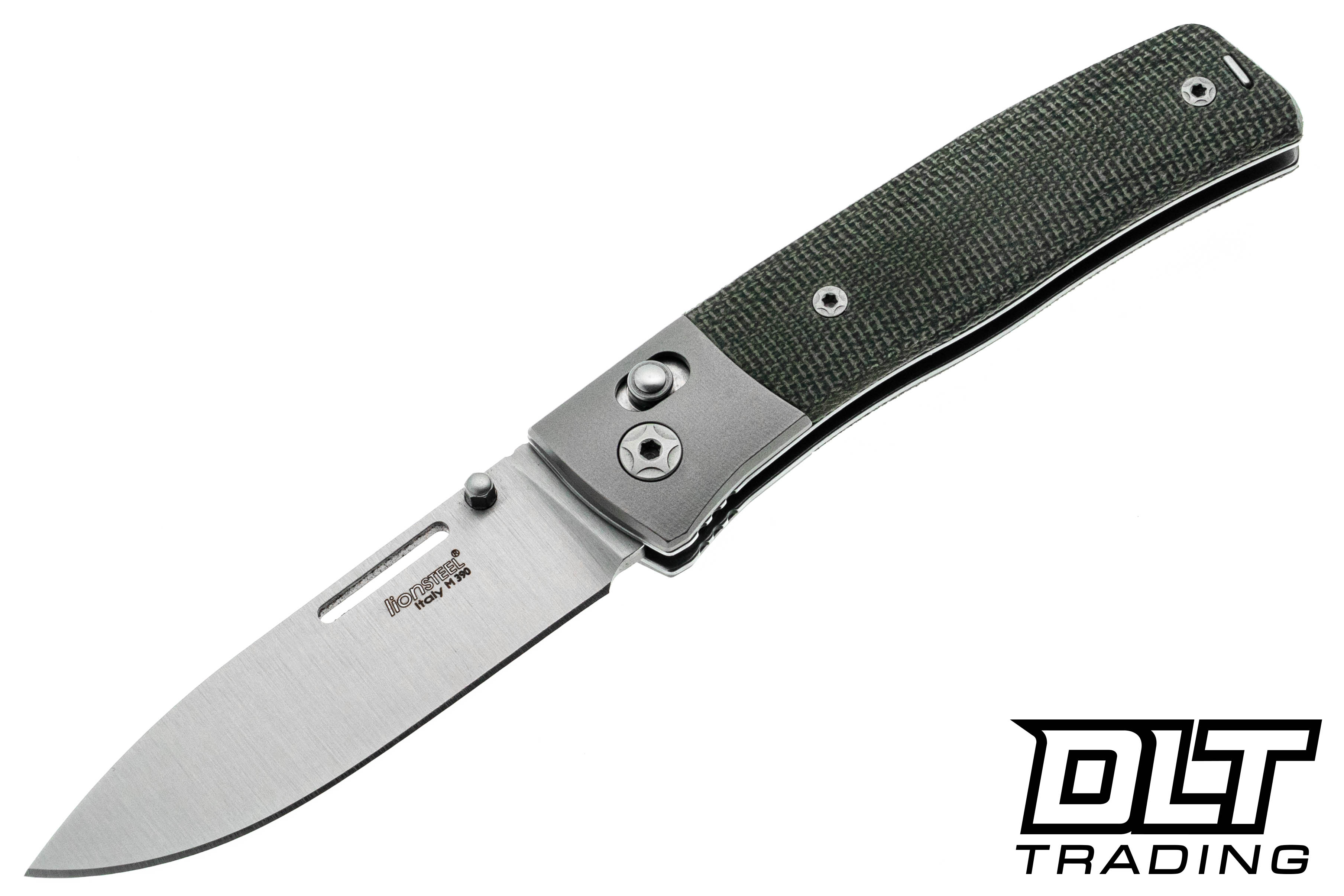 LionSteel NiNi - Green Canvas Micarta - Ti Bolster - Satin M390