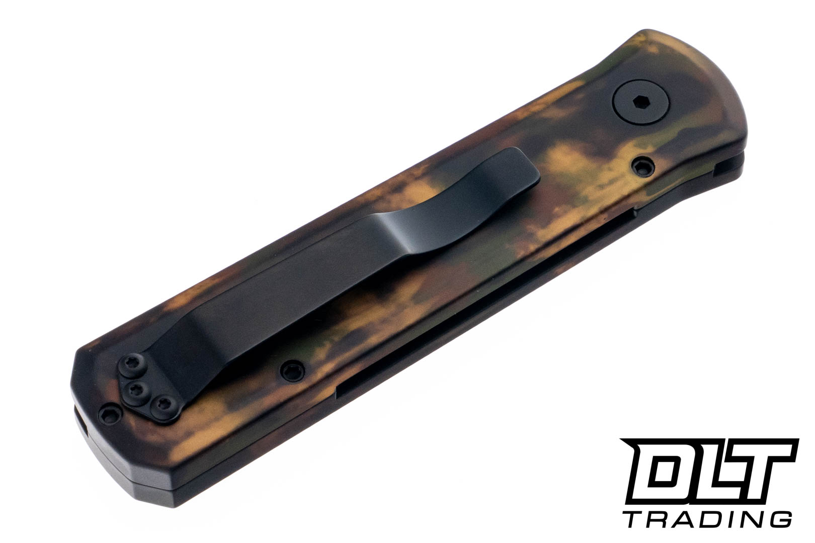 Pro-Tech Godson - Woodland Camo Handle - Black DLC 154CM Blade