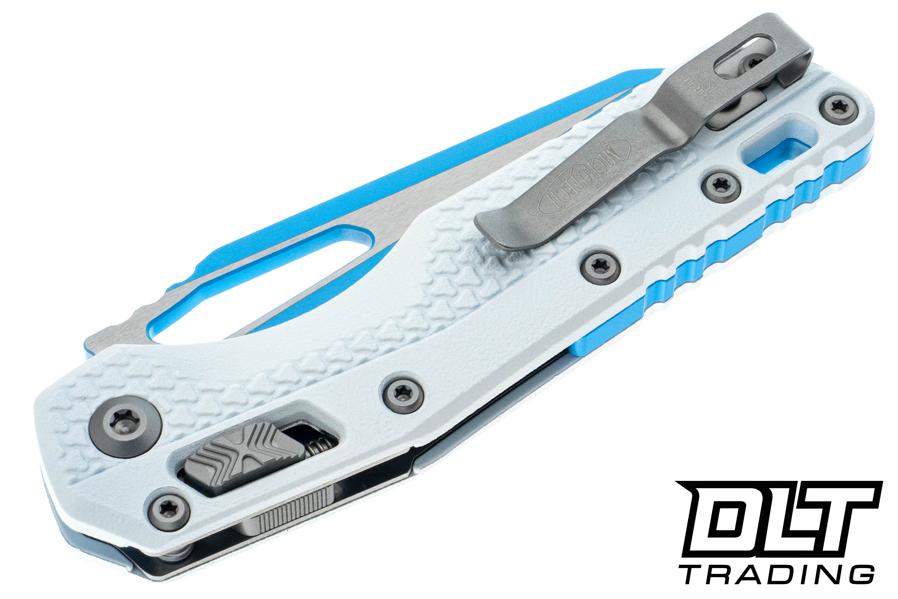 Microtech 210T-1PMCWH-Y7 MSI - White Polymer - Sky Blue Cerakote