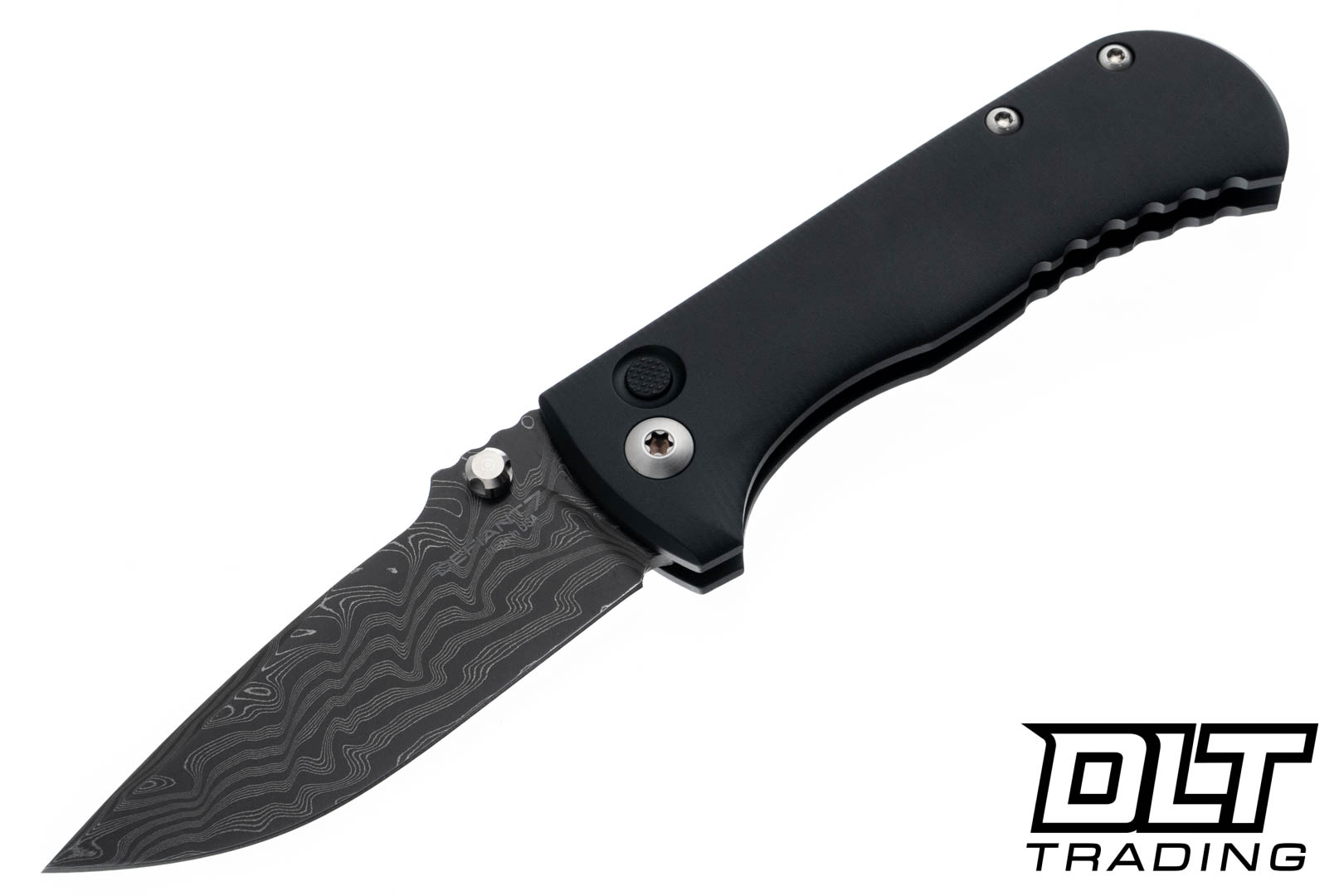 ダル Defiant 7 Talos - Black Aluminum Handle - Damascus Blade - DLT Trading