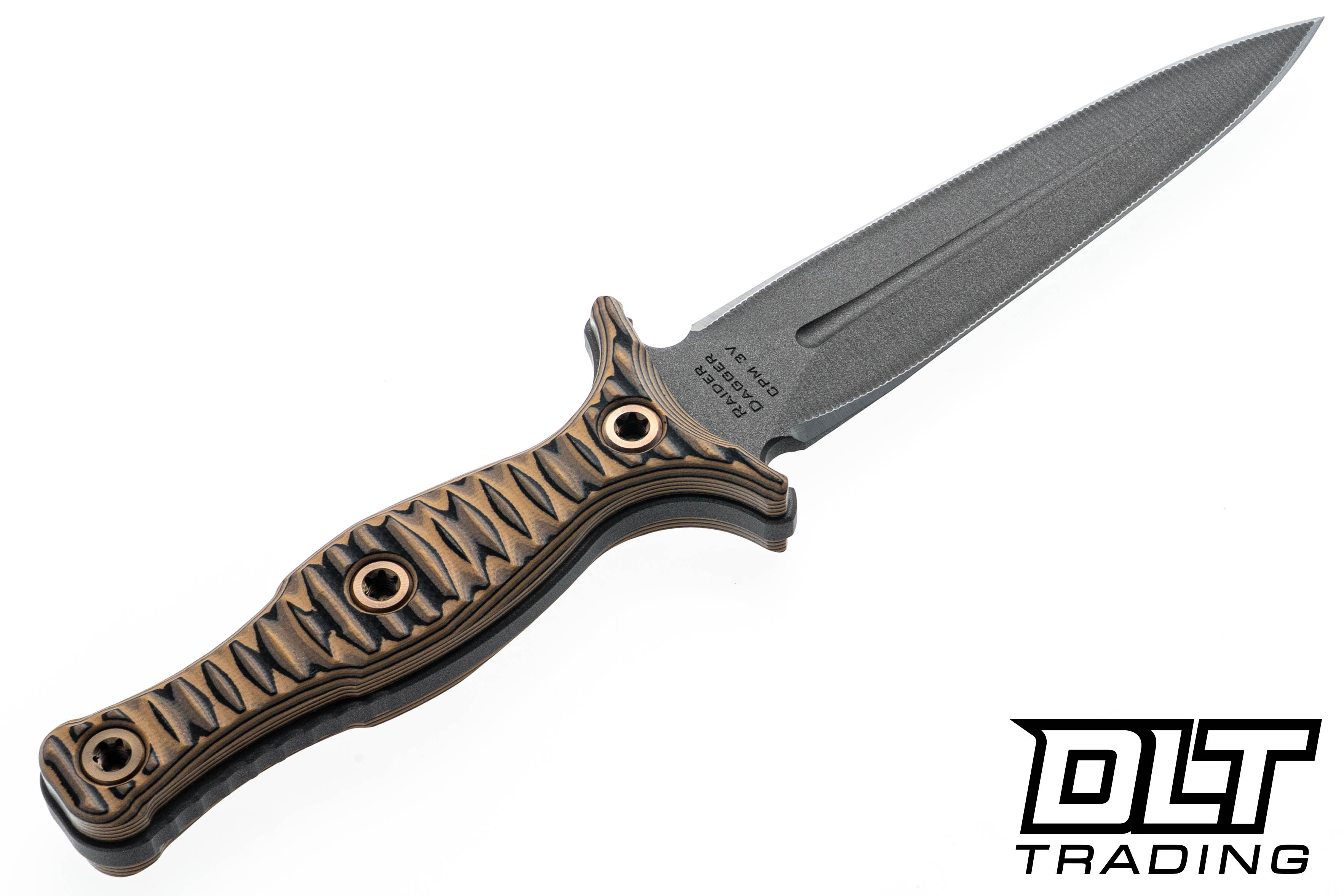 RMJ Tactical Raider Dagger - Hyena Brown G-10 - Tungsten Cerakote