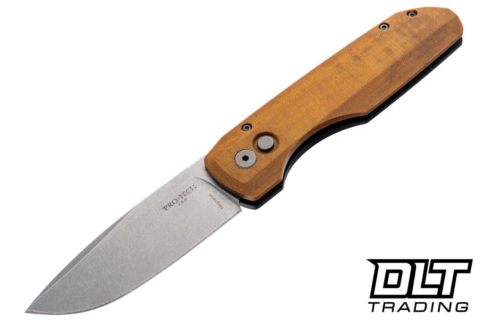 Pro-Tech Vero Synapse - Natural Linen Micarta Lid - Thick Black