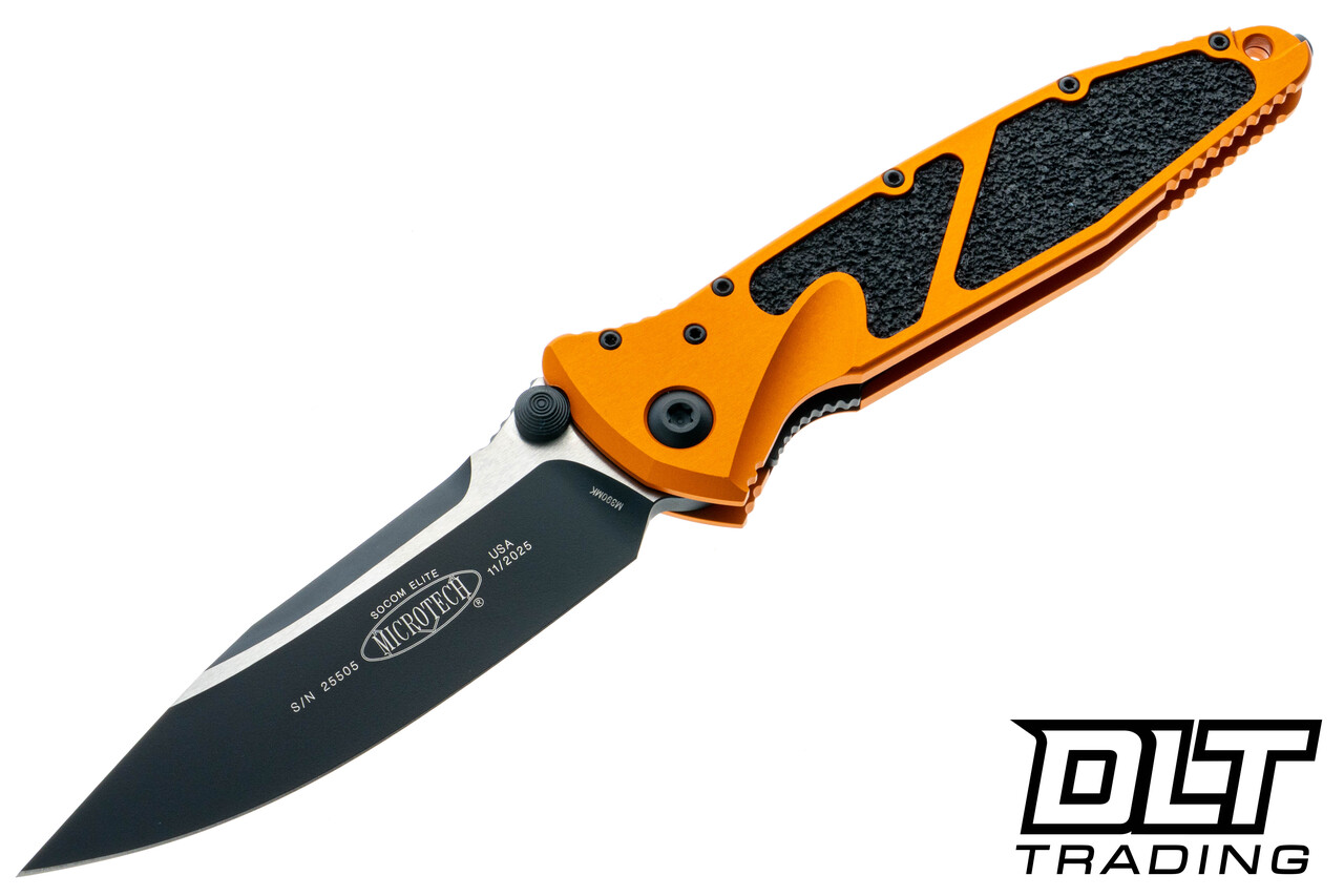 Microtech 160-1OT SOCOM Elite - Orange Tangerine Handle - Black