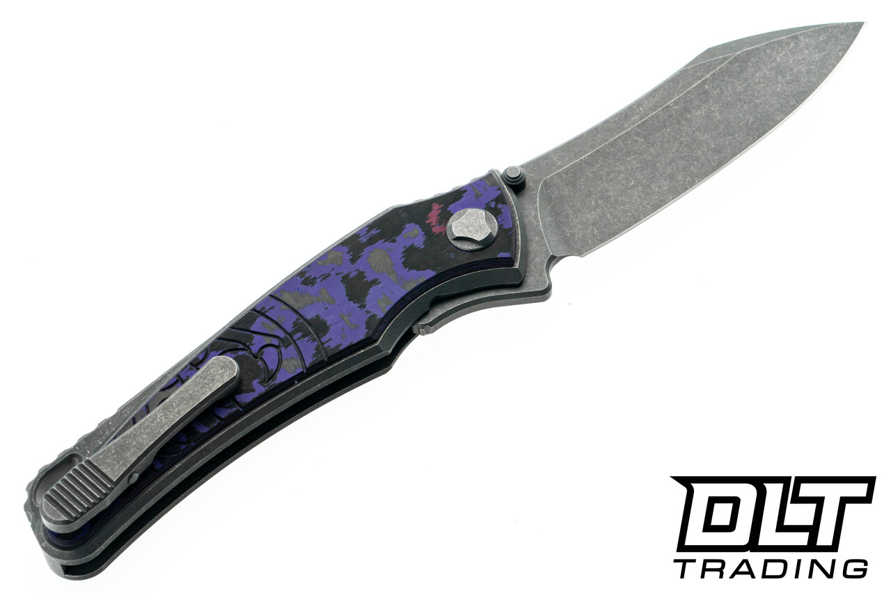 Hawk Knives Talon M390 - Titanium Handle - Purple Haze FatCarbon