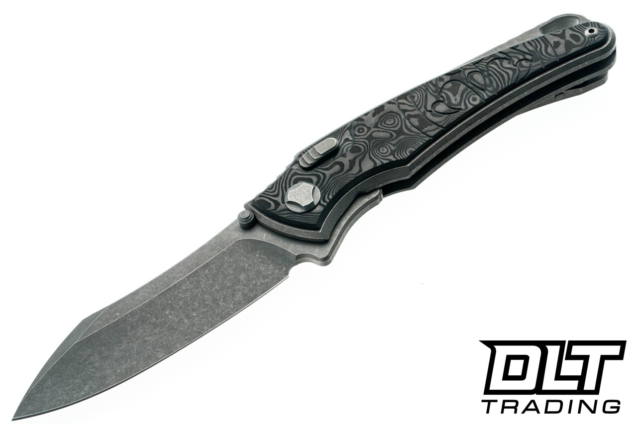 Hawk Knives Talon M390 - Titanium Handle - Black Dunes FatCarbon