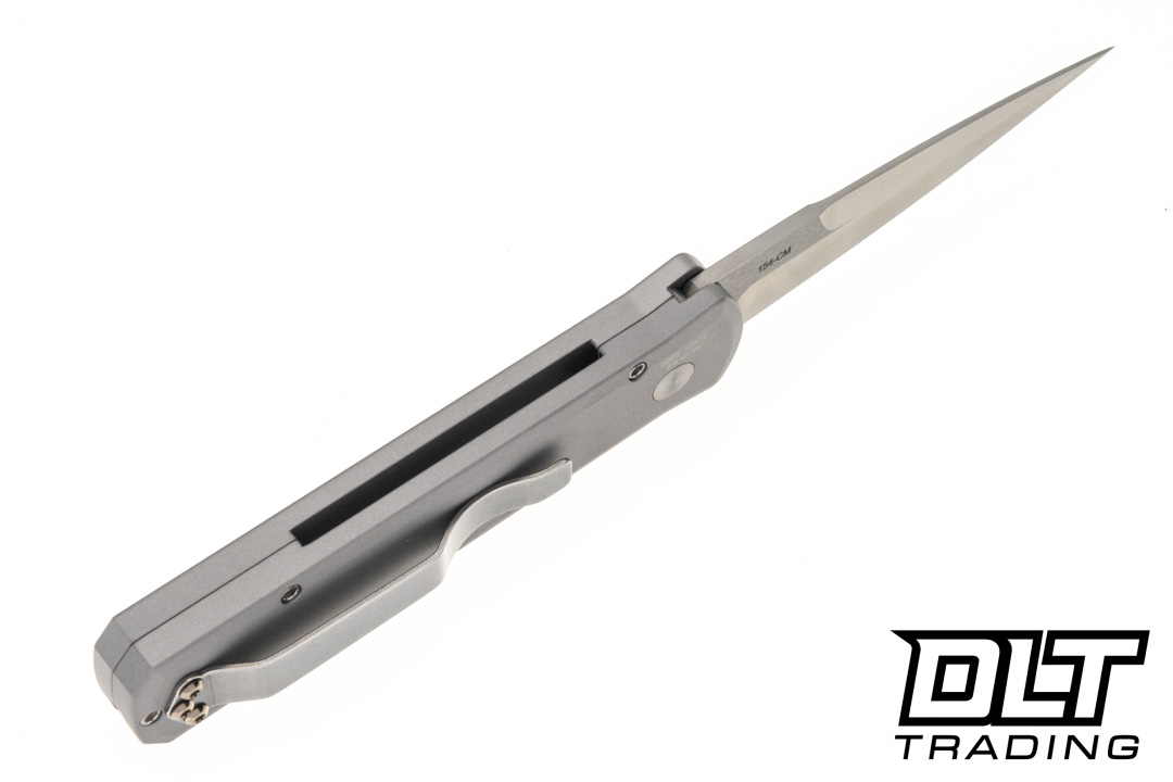Pro-Tech Godson - Grey Aluminum - Satin 154CM Spear Point Blade