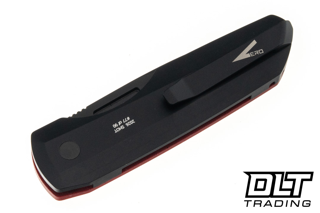 Pro-Tech VERO Synapse - Black Aluminum - Red Linen Micarta Lid