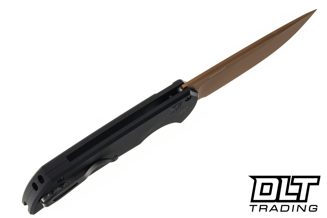 Pro-Tech Mordax - Black Aluminum - Tan PVD MagnaCut Blade - Black