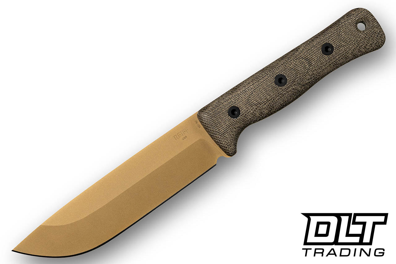 Reiff F6 Gen 2 - Green Canvas Micarta - Saber FDE PVD 3V Blade