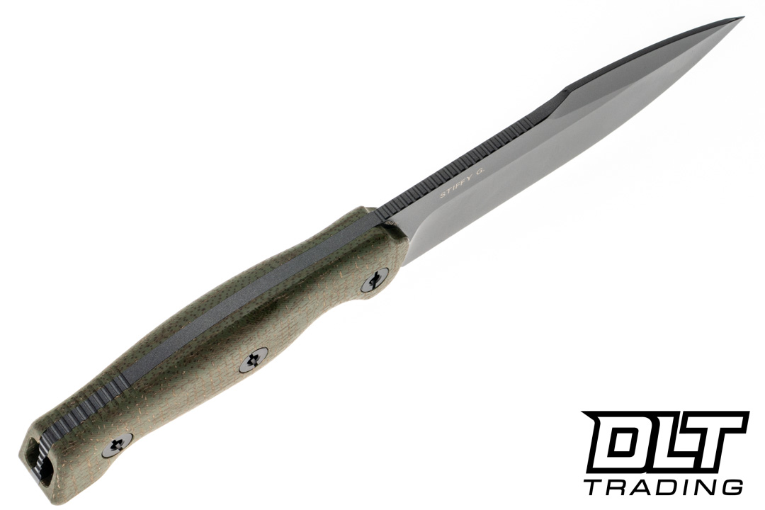 Kunwu Stiffy G - Olive Green Micarta - Teflon Coated Assab 88
