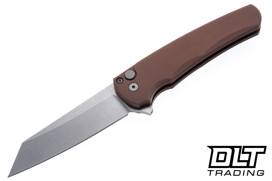 Pro-Tech Malibu Reverse Tanto - FDE Aluminum Handle - Stonewashed