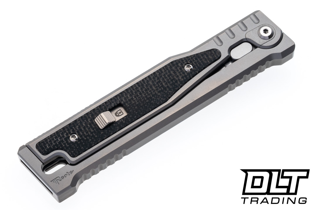 Reate EXO-OG - Drop Point Satin Elmax Blade - Bead Blast Titanium