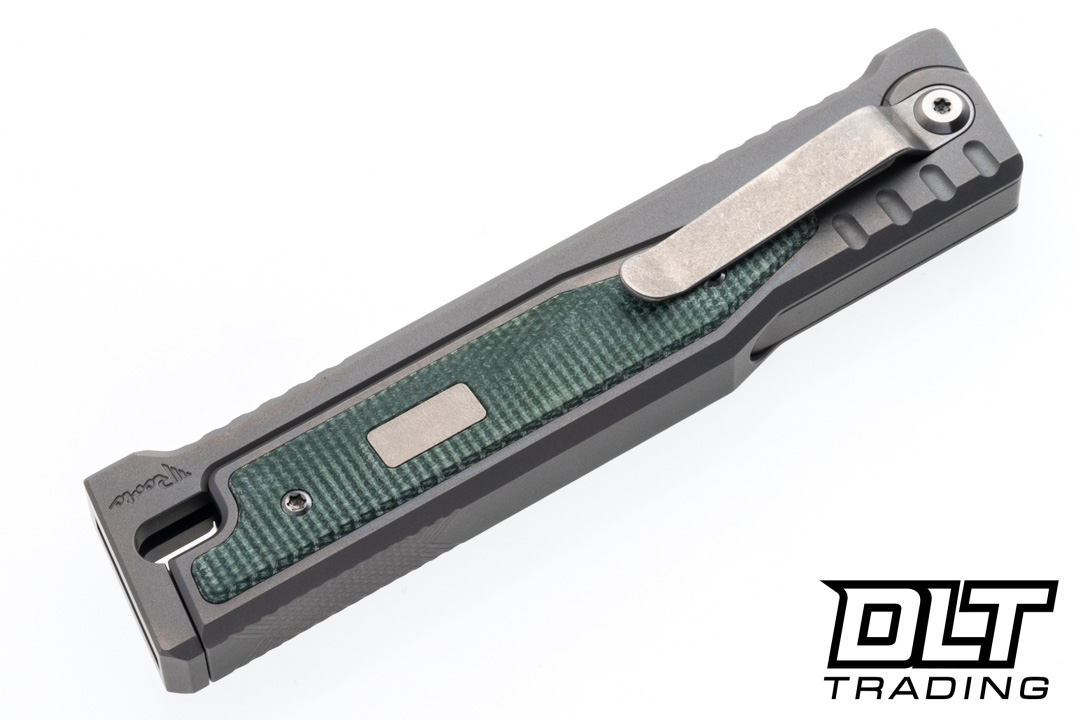 Reate EXO-OG - Drop Point Satin Elmax Blade - Bead Blast Titanium