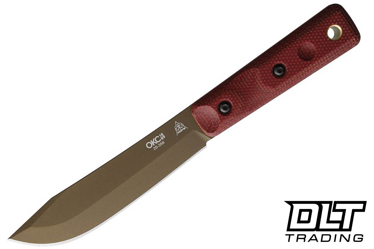 TOPS Ontario XL Hunter - Red Canvas Micarta - Orange Liners