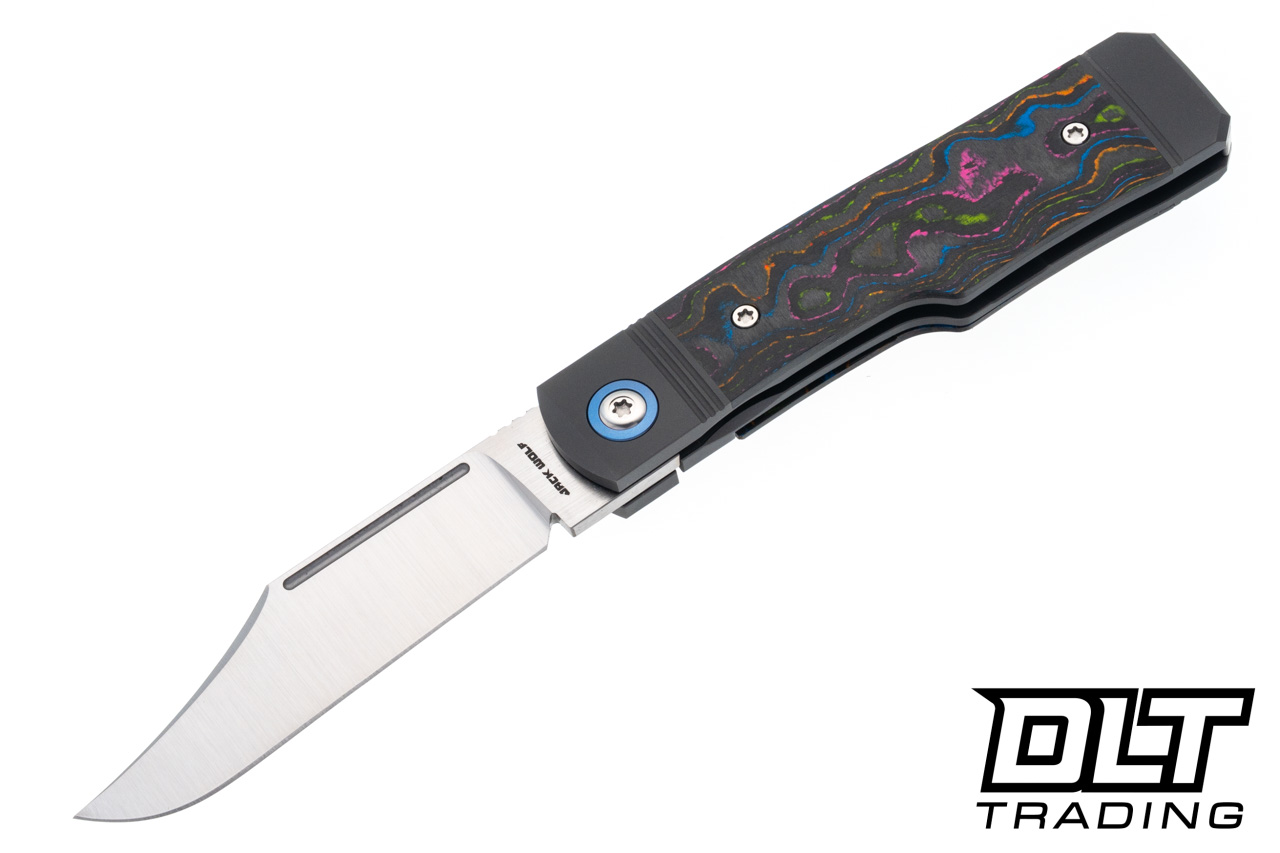 Jack Wolf Gunslinger - CamoCarbon 80's - Belt Satin S90V Blade