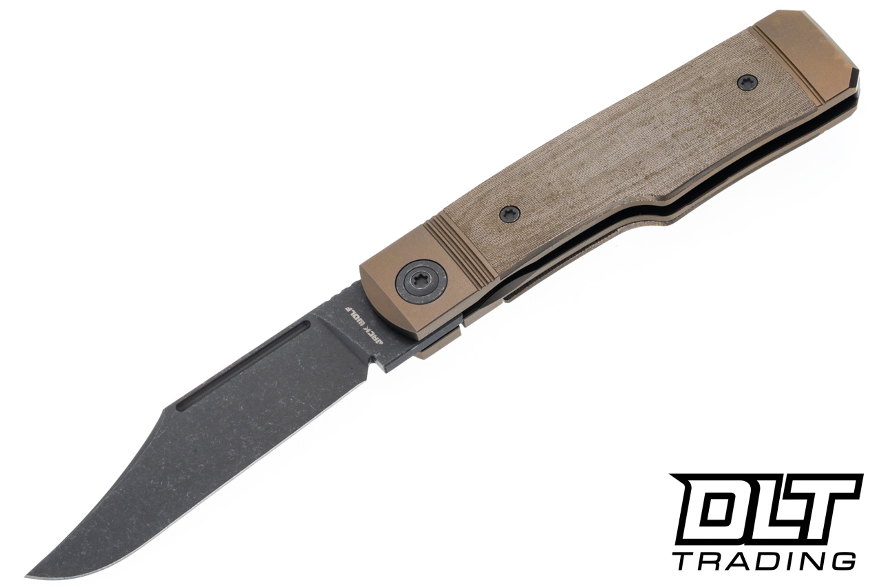 Jack Wolf Gunslinger - Green Linen Micarta - Acid Stonewash S90V