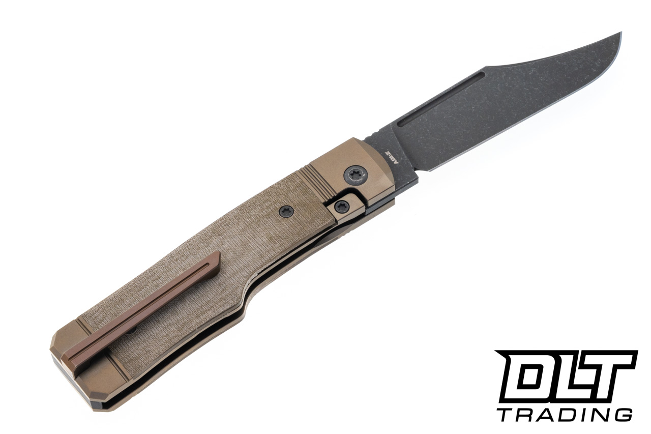Jack Wolf Gunslinger - Green Linen Micarta - Acid Stonewash S90V