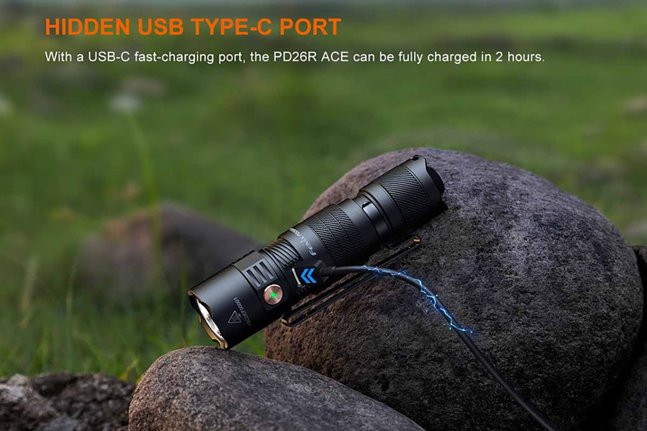 Fenix PD26R ACE Rechargeable Flashlight - Black - DLT Trading