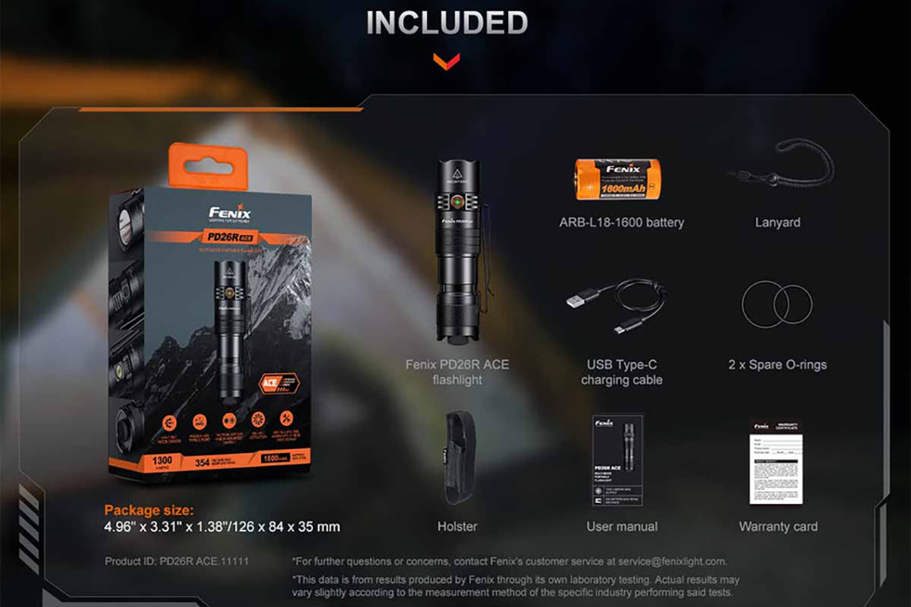 Fenix PD26R ACE Rechargeable Flashlight - Black - DLT Trading