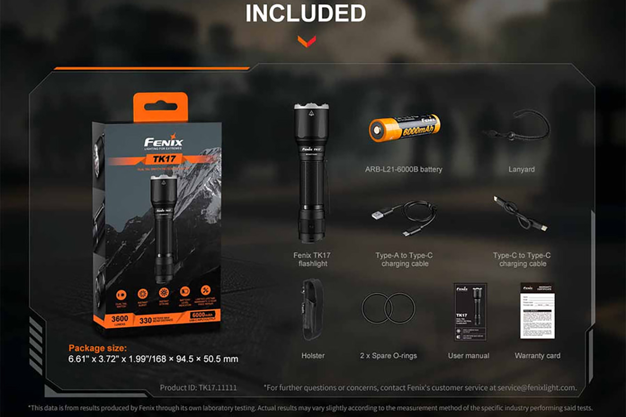 TKCです。 Fenix TK17 Tactical Flashlight - Black Matte - DLT Trading