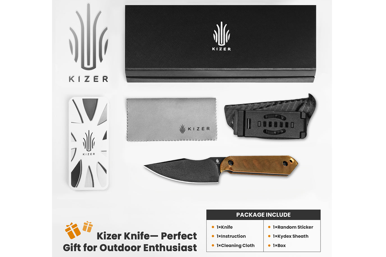 Kizer Harpoon Mini Fixed Blade - PEI Handle - Black Coated 3V
