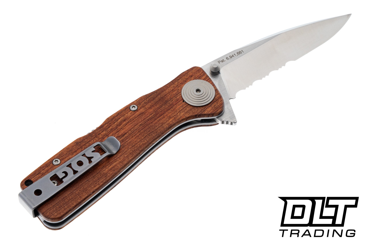 SOG Twitch XL - Wood Handle - Partially Serrated Blade - DLT Trading