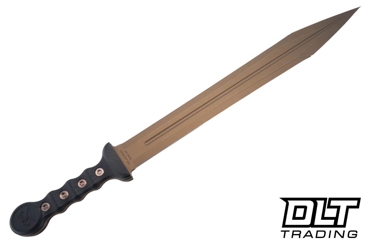 RMJ Tactical Gladius - Burnt Bronze Cerakote 3V Blade - Black G-10