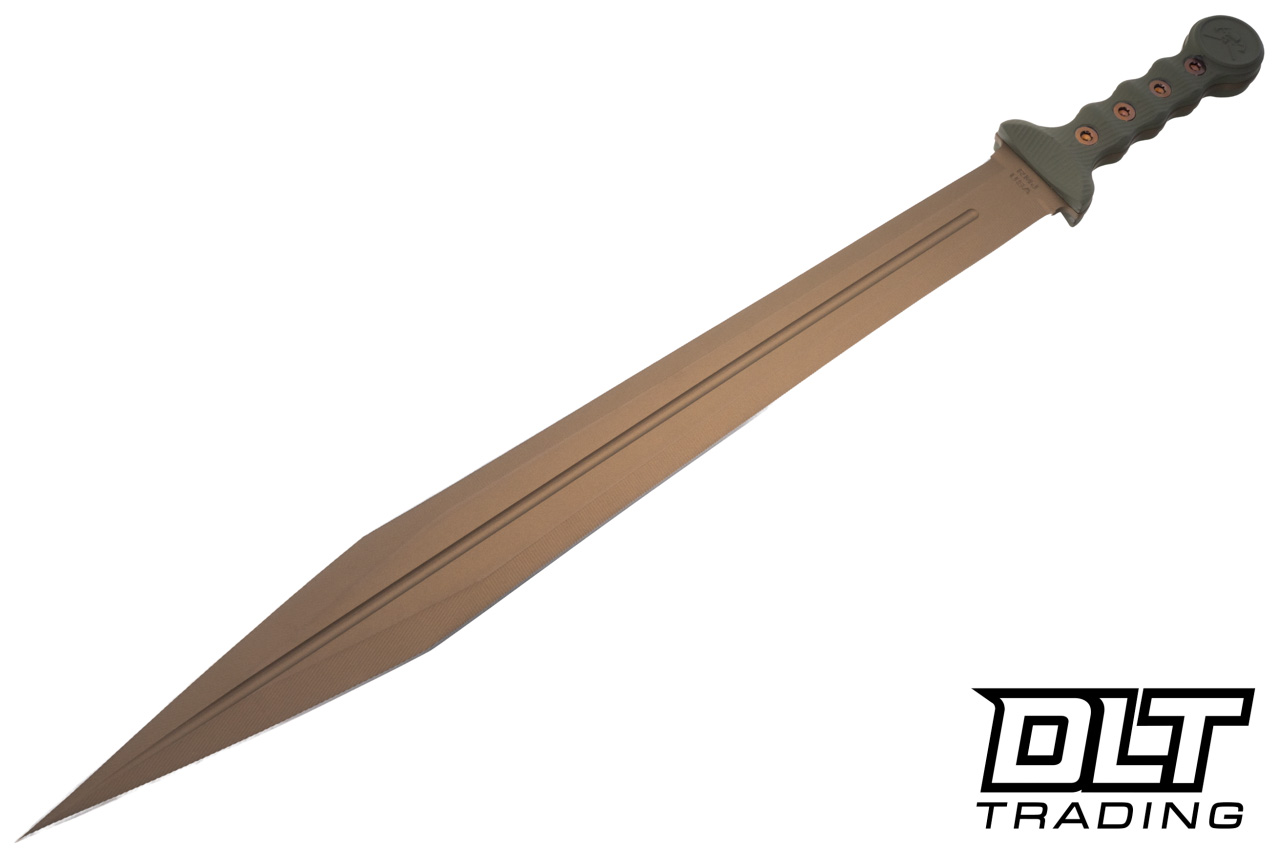 RMJ Tactical Gladius - Burnt Bronze Cerakote 3V Blade - OD Green G