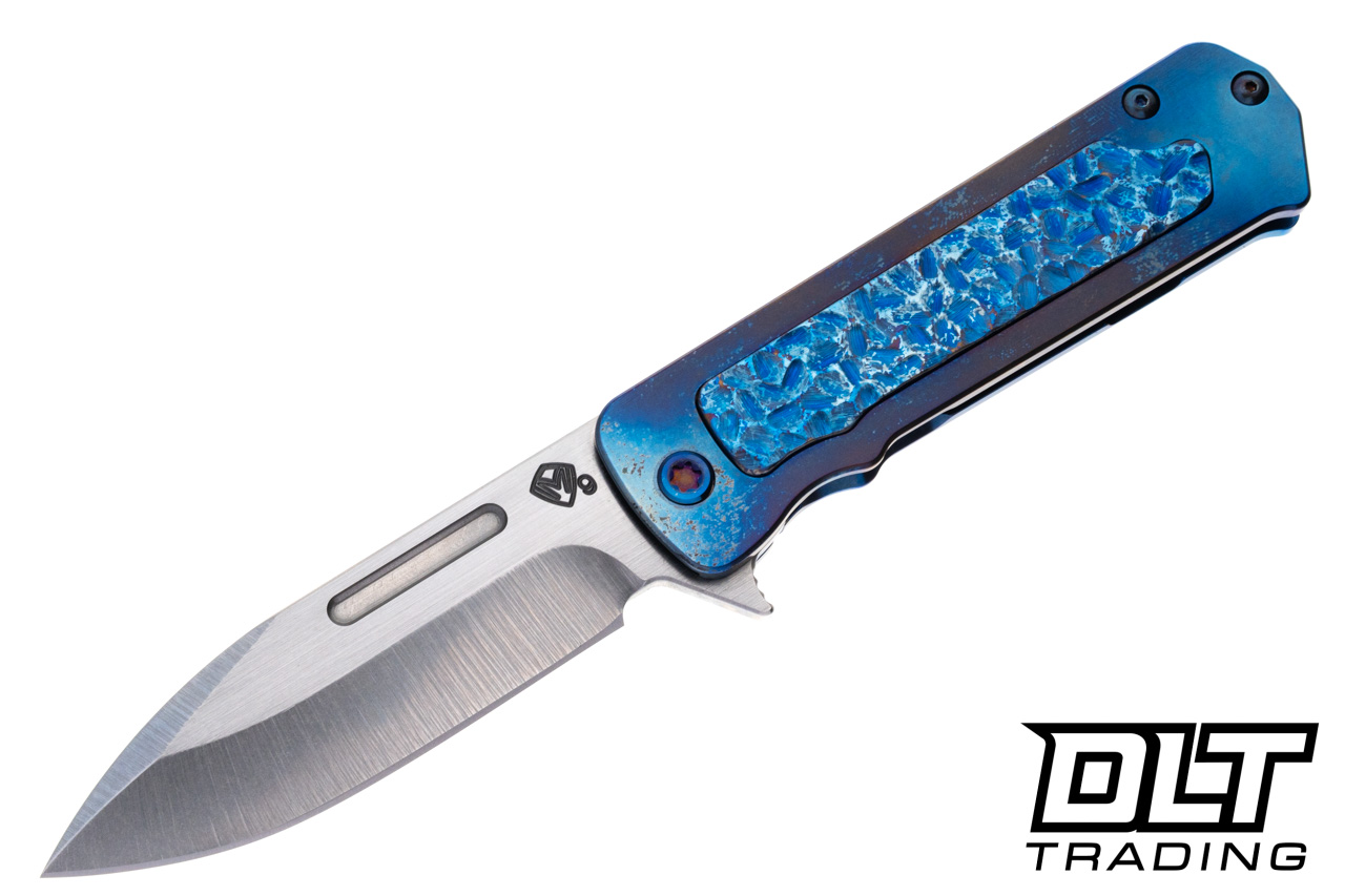 Medford TFF-4 Drop Point - Tumbled S90V - Blue & Flamed Titanium