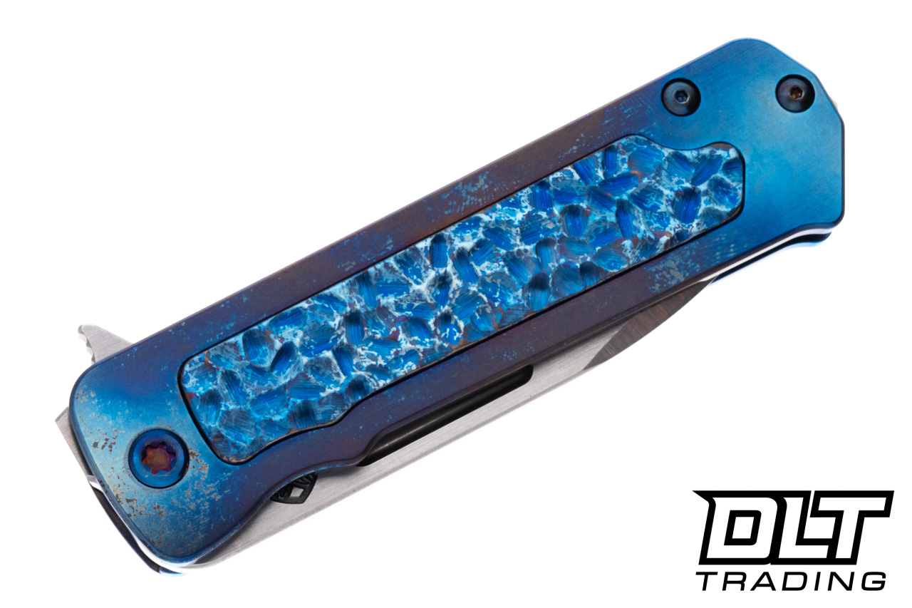 Medford TFF-4 Drop Point - Tumbled S90V - Blue & Flamed Titanium