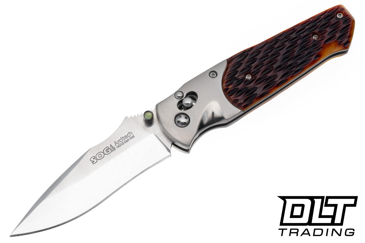 SOG Arcitech A01 - Jigged Bone - Titanium Bolster - VG-10 Blade
