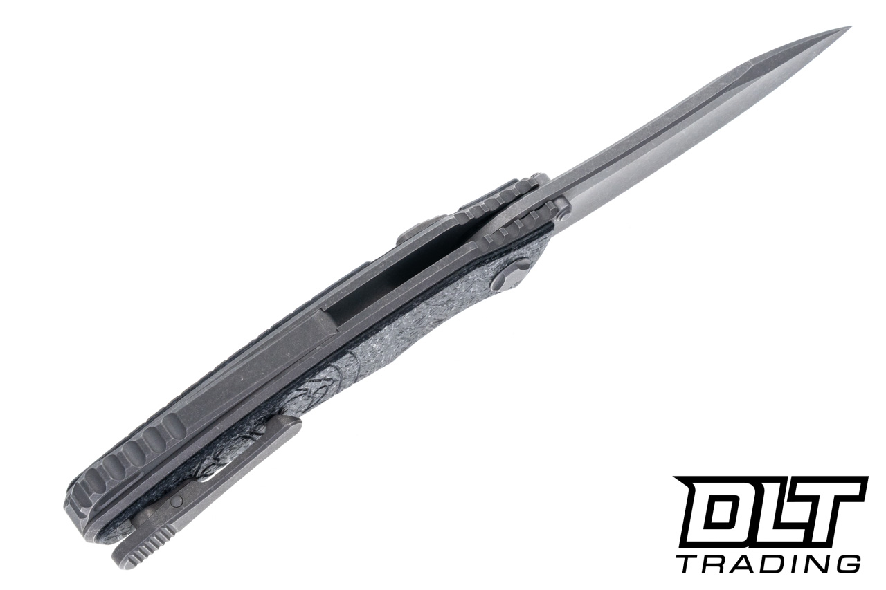 Hawk Knives Talon M390 - Titanium Handle - Black Glass FatCarbon