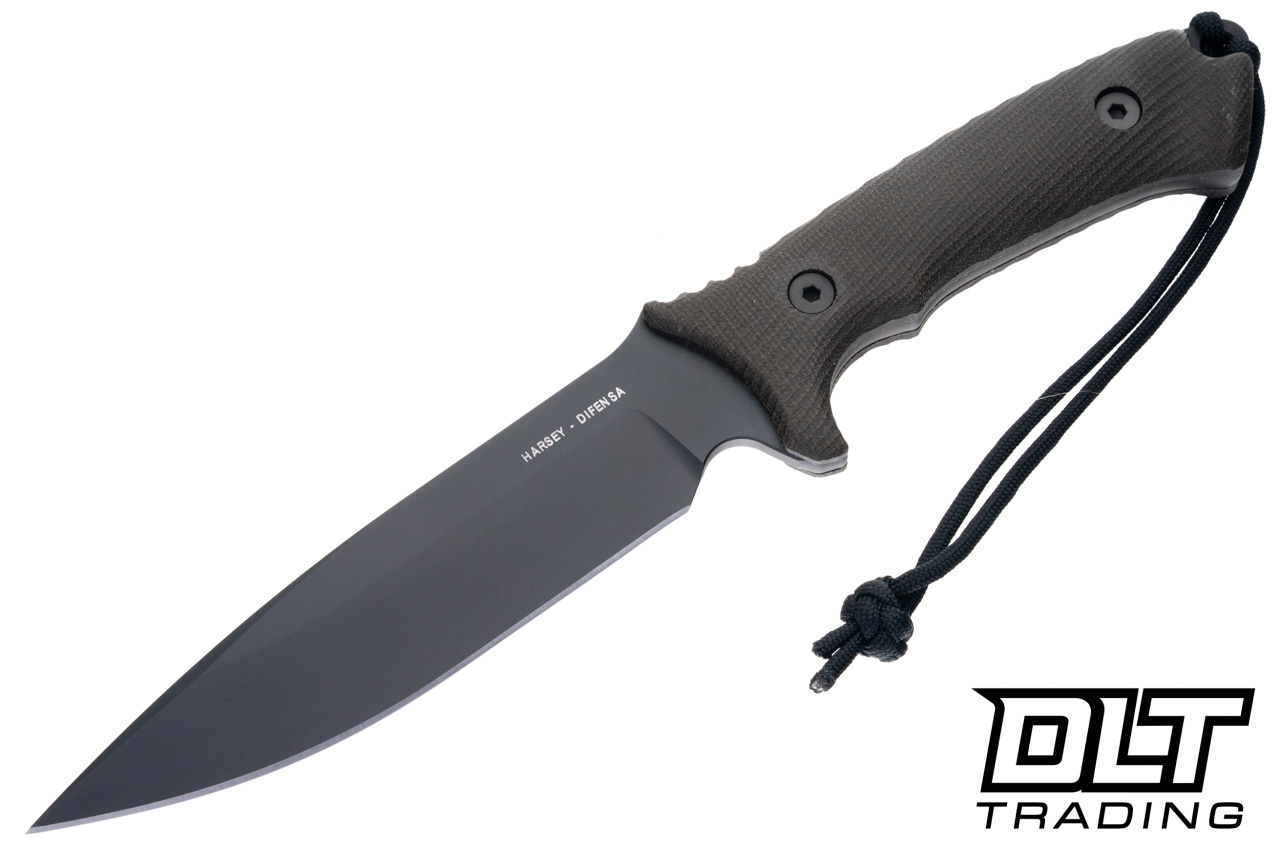 Spartan Blades Harsey Difensa - Green Canvas Micarta - Black