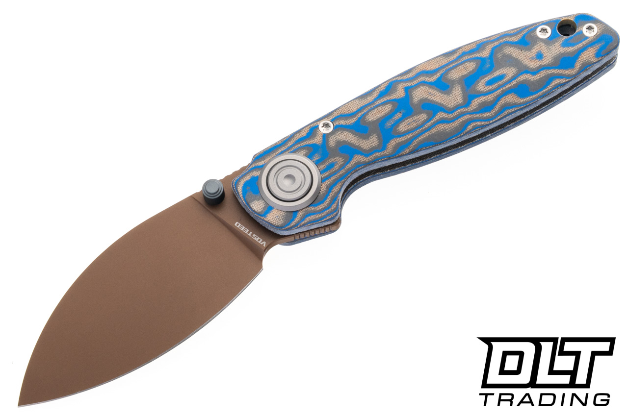 Vosteed Shilin Cutter - Vanchor Lock - Blue Ocean Micarta - Copper