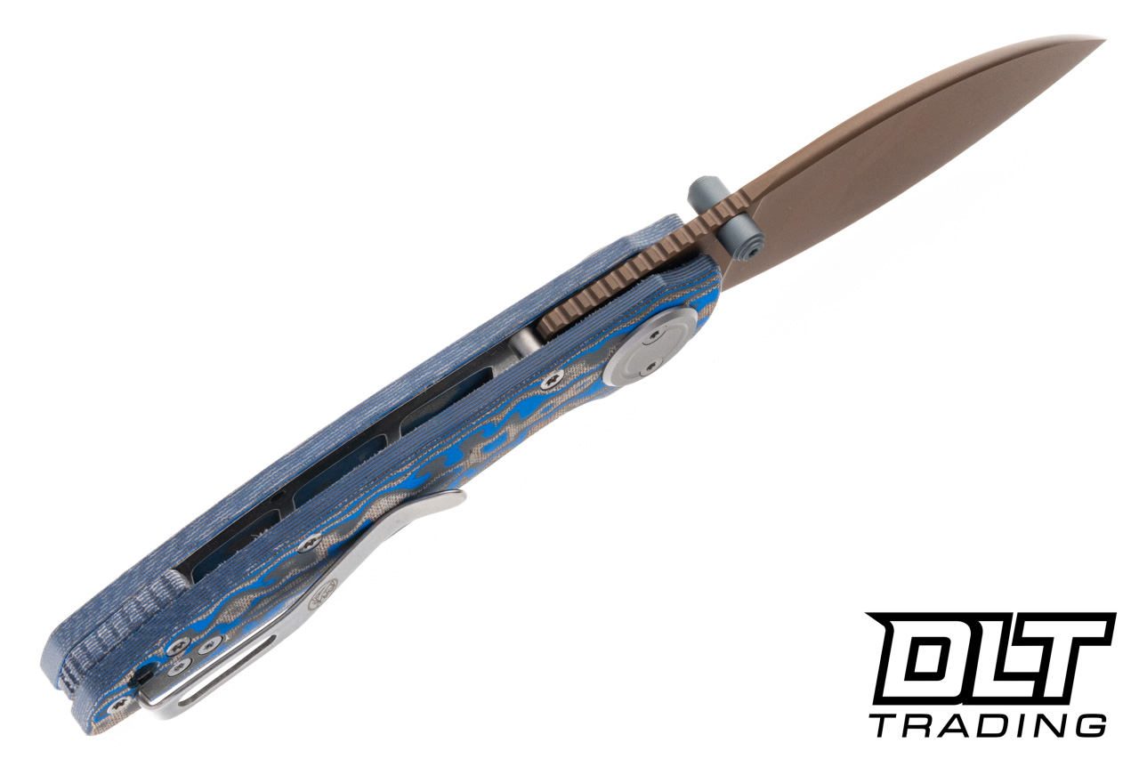 Vosteed Shilin Cutter - Vanchor Lock - Blue Ocean Micarta - Copper