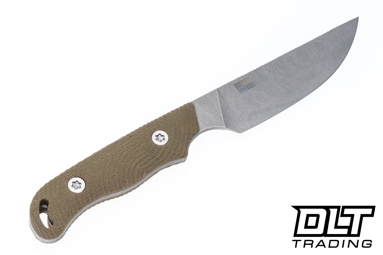 Hellbender Outfitter - OD Green Micarta - Tumbled MagnaCut Blade