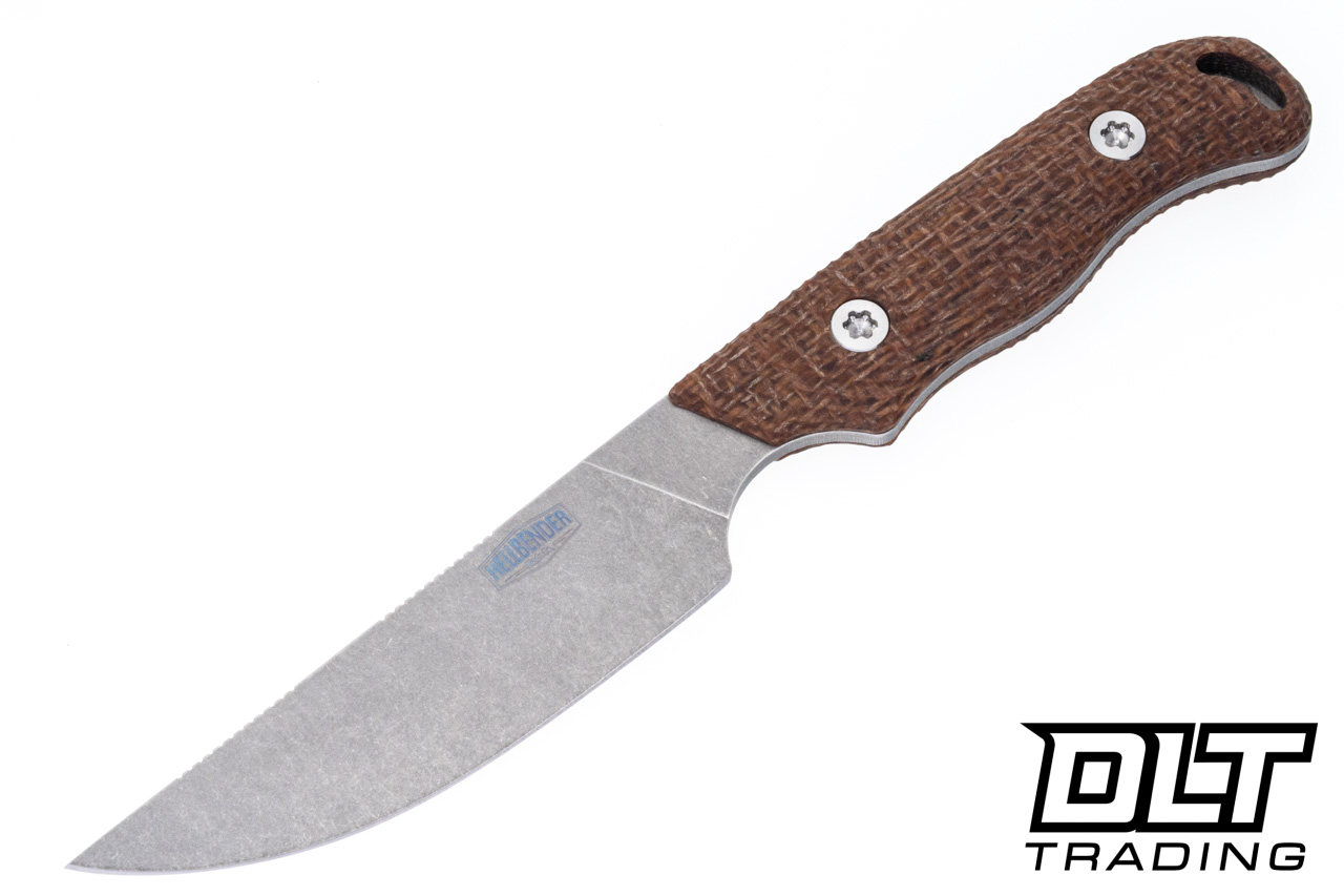 Hellbender Outfitter - Burlap Micarta - Tumbled MagnaCut Blade
