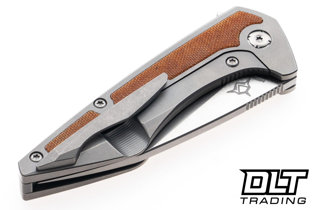 Koenig Mini Goblin - Smooth Titanium - Tan Micarta Inlay