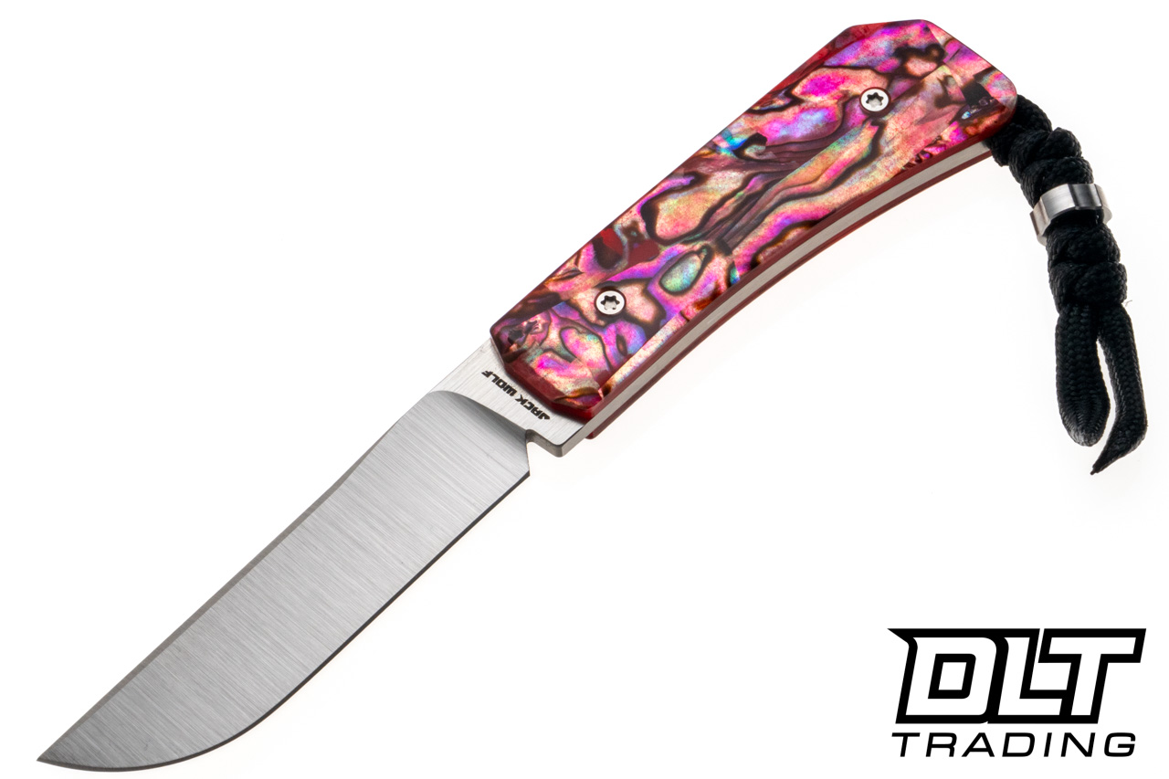 Jack Wolf Pioneer FIXedc - Red Abalone - Belt Satin S90V Blade