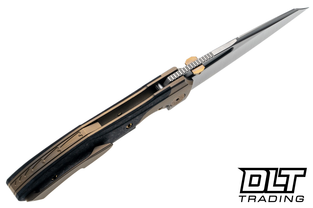 Null Knives Voodoo - Stonewash Bronze Ti - Marbled Carbon Fiber